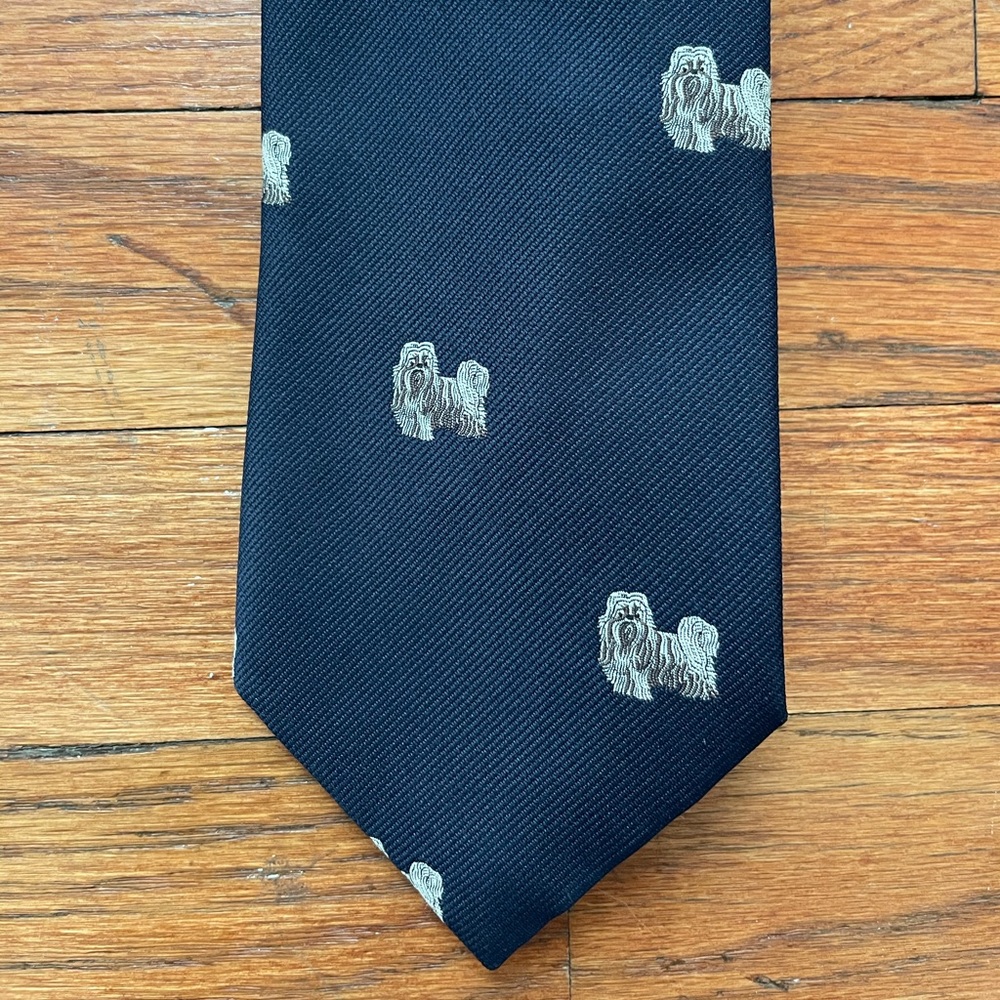 Chipp Neckwear Dog Breeds Shih Tzu Silk Tie Navy